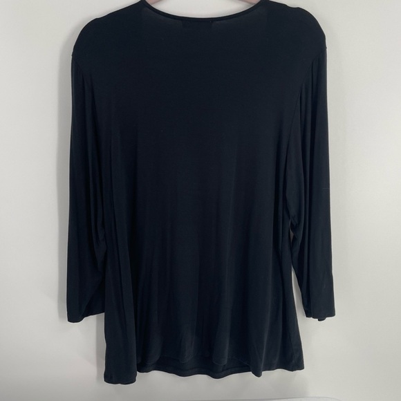 East Adeline Black Jersey Soft Knit Ivory Pearl Accented Pullover Top - Picture 6 of 8